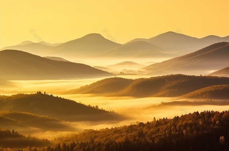 黄色日落山川唯美风景摄影图,高清,摄影图,摄影图片,图片大全,摄影图免费下载
